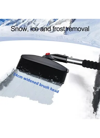 3-in-1 Extendable Detachable Car Windshield Snow Removal Shovel Winter Snow Ice Scraper Brush - Black