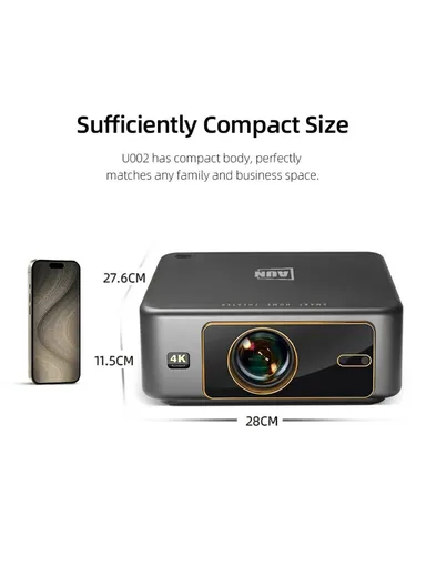 Android 12 Projector Auto Focus, 3D Mini Theater Full HD 1080P, LED 4K Video Projector U002 - EU Plug