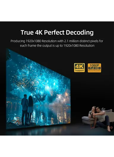 Android 12 Projector Auto Focus, 3D Mini Theater Full HD 1080P, LED 4K Video Projector U002 - EU Plug