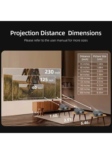 Android 12 Projector Auto Focus, 3D Mini Theater Full HD 1080P, LED 4K Video Projector U002 - EU Plug
