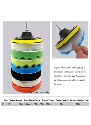9Pcs CarPolishing Sponge Set Auto Polishing Pad Kit for Car Cleaning