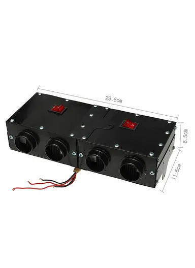 500W 12V Car Defroster Defogger with Dual Switch, 4 Holes Heater Fan for Travel Camping Glass Defogging
