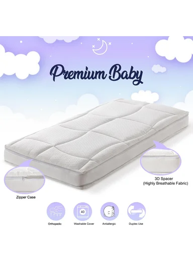 Premium Cloe Baby Mattress (W60 x L120 x H8) cm - White 