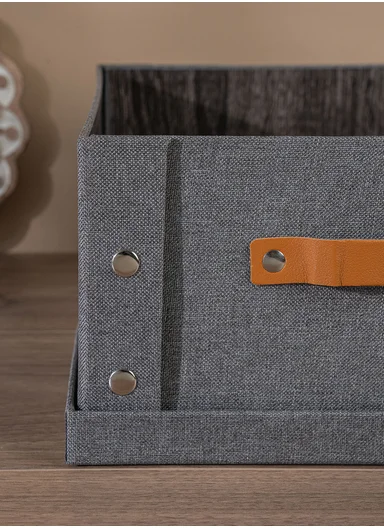 Multifunctional Foldable Fabric Storage Box With Lid - Reinforced, Extra Large and Stable Grey 33 x 40 x 17 cm