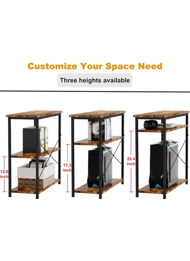 L-Shaped Computer Desk, Study &amp; Work Home Office Reversible Corner Desk with Open Shelves &amp; Side Storage Bag (W118 x D70 x H74)cm - Black