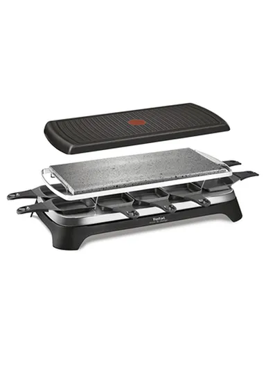 1350W 3-in-1 Stainless Steel Raclette Grill Plancha With 10 Non-Stick Pans (L53 x W28 x H15)cm