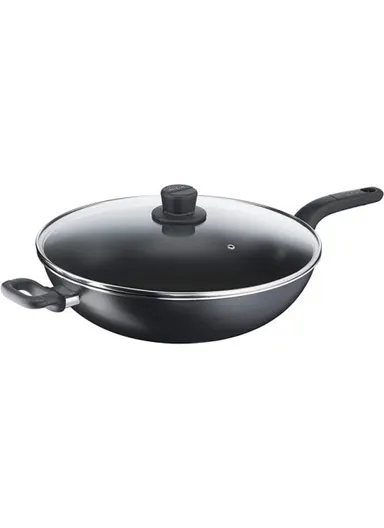 36cm Aluminum Non-Stick Fry Pan with Titanium Coating &amp; Heat-Resistant Glass Lid Dishwasher Safe B5039296