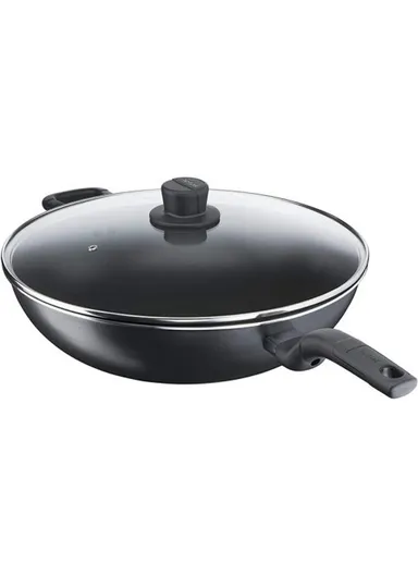 36cm Aluminum Non-Stick Fry Pan with Titanium Coating &amp; Heat-Resistant Glass Lid Dishwasher Safe B5039296