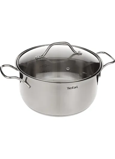 24cm 5L Stewpot Non-Stick Coating Stainless Steel Glass Lid, Ergonomic Handle