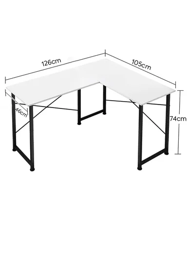 L-Shaped Modern Home Office Writing Desk, Gaming, Work &amp; Study Corner Computer Desk Workstation (W126 x D105 x H74)cm G50 - Black