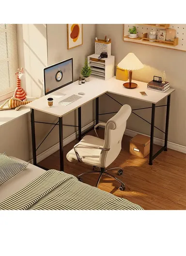 L-Shaped Modern Home Office Writing Desk, Gaming, Work &amp; Study Corner Computer Desk Workstation (W126 x D105 x H74)cm G50 - Black