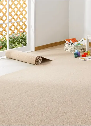 Peel &amp; Stick Wool Carpet, Self-Adhesive Flooring, Non-Slip Backing (L3 x W0.6)m - Beige