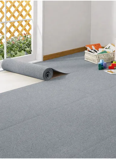 Peel &amp; Stick Wool Carpet, Self-Adhesive Flooring, Non-Slip Backing (L3 x W0.6)m - Grey