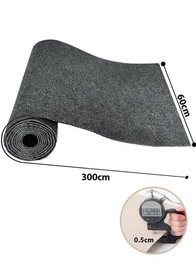 Peel &amp; Stick Wool Carpet, Self-Adhesive Flooring, Non-Slip Backing (L3 x W0.6)m - Dark Grey