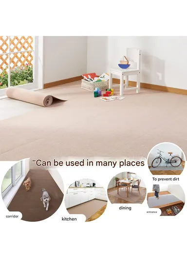 Peel &amp; Stick Wool Carpet, Self-Adhesive Flooring, Non-Slip Backing (L3 x W0.6)m - Dark Grey