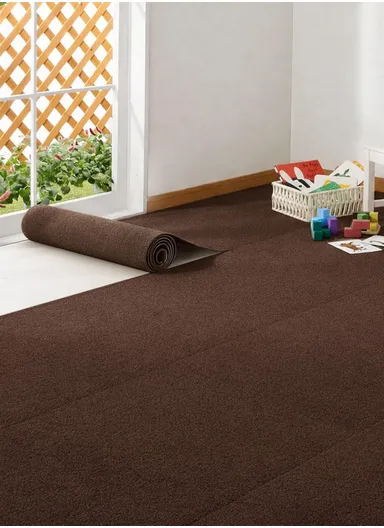 Peel &amp; Stick Wool Carpet, Self-Adhesive Flooring, Non-Slip Backing (L3 x W0.6)m - Brown