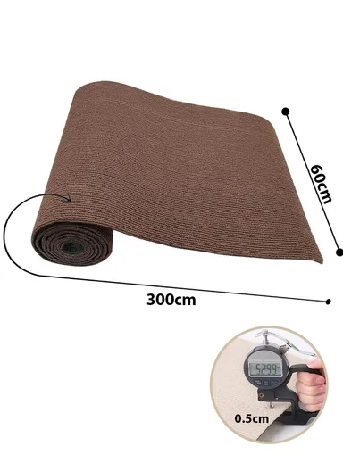 Peel &amp; Stick Wool Carpet, Self-Adhesive Flooring, Non-Slip Backing (L3 x W0.6)m - Brown