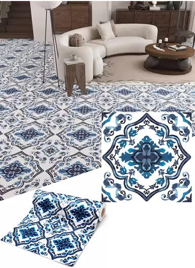 3m Peel &amp; Stick Floor Tiles Roll for Kitchen, Laundry, living room (L30 x W30)cm - Marrakesh