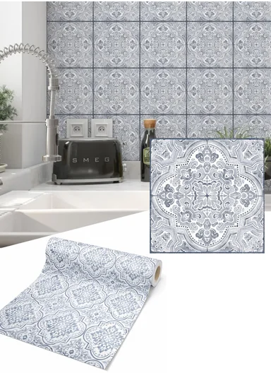 3m Peel &amp; Stick Floor Tiles Roll For Kitchen, Laundry, living room (L30 x W30)cm - Milano Decor