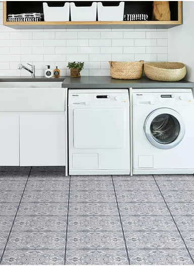 3m Peel &amp; Stick Floor Tiles Roll For Kitchen, Laundry, living room (L30 x W30)cm - Milano Decor