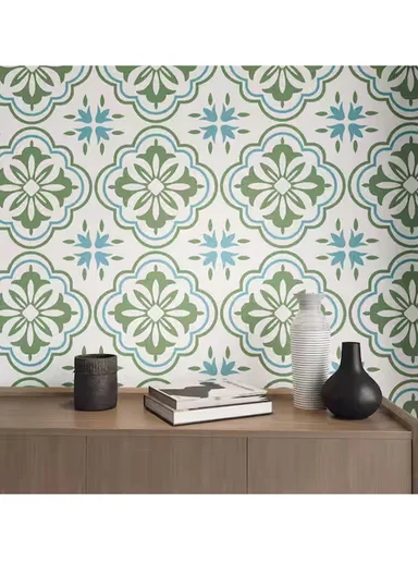 3m Peel &amp; Stick Floor Tiles Roll for Kitchen, Laundry, living room (L30 x W30)cm - Geometric Pattern