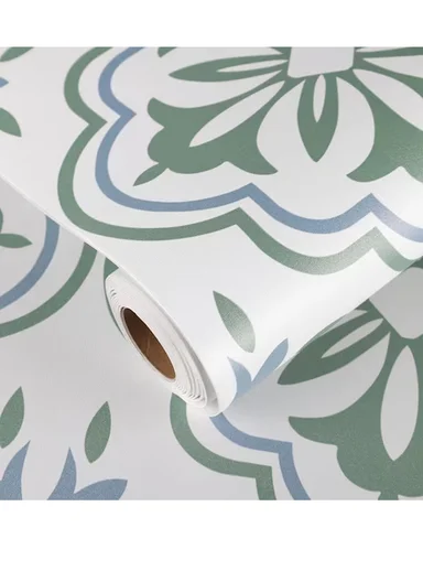 3m Peel &amp; Stick Floor Tiles Roll for Kitchen, Laundry, living room (L30 x W30)cm - Geometric Pattern