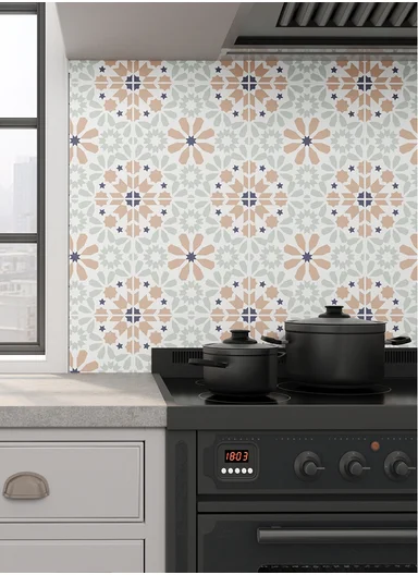 3m Peel &amp; Stick Floor Tiles Roll for Kitchen, Laundry, living room (L30 x W30)cm - Oriental