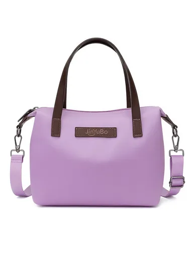 Mini Tote Handbag Casual Daily Shoulder Bag with PU Top Handle &amp; Removable Shoulder Strap 659 - Purple