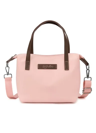 Mini Tote Handbag Casual Daily Shoulder Bag with PU Top Handle &amp; Removable Shoulder Strap 659 - Pink