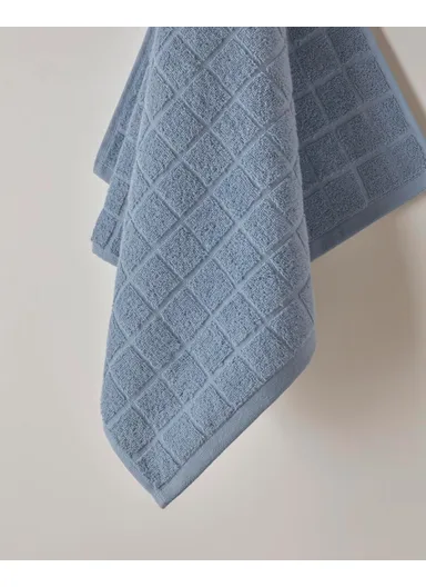 Chequer 100% Cotton Face Towel 50x80 cm Blue