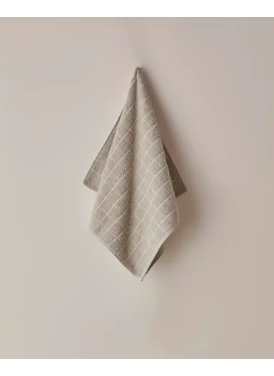 Chequer 100% Cotton Face Towel 50x80 cm Beige