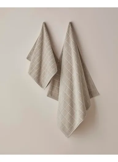 Chequer 100% Cotton Face Towel 50x80 cm Beige
