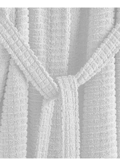Chequer Cotton Bathrobe L-XL White