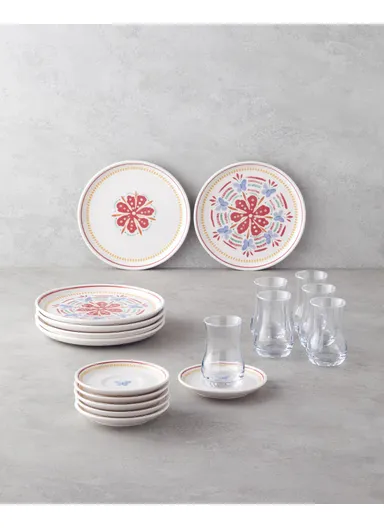 Lily Ceramic Cake Set 18 Pieces for 6 People Colorful