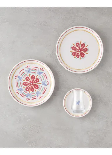 Lily Ceramic Cake Set 18 Pieces for 6 People Colorful