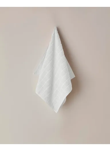 Chequer 100% Cotton Face Towel 50x80 cm White