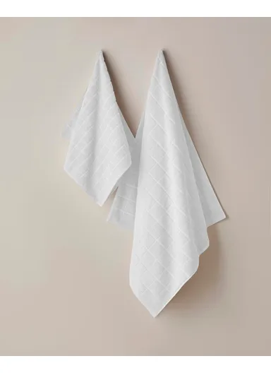 Chequer 100% Cotton Face Towel 50x80 cm White
