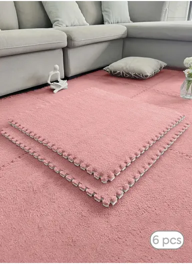 6 Pcs Eva Foam Sound Insulation Floor Rug Living Room Dining Room Sleeping Room Toilet (L60 x W60 x H0.6)cm - Dusty Rose