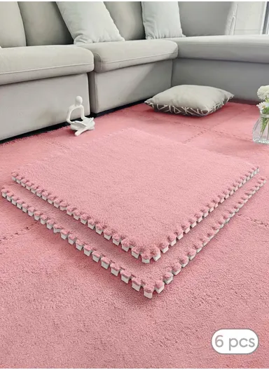 6 Pcs Eva Foam Sound Insulation Floor Rug Living Room Dining Room Sleeping Room Toilet (L60 x W60 x H0.6)cm - Dusty Rose