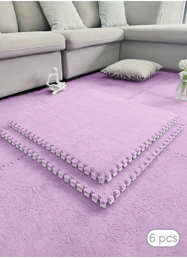 6 Pcs Eva Foam Sound Insulation Floor Rug Living Room Dining Room Sleeping Room Toilet (L60 x W60 x H0.6)cm - Purple