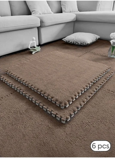 6 Pcs Eva Foam Sound Insulation Floor Rug Living Room Dining Room Sleeping Room Toilet (L60 x W60 x H0.6)cm - Dark Brown