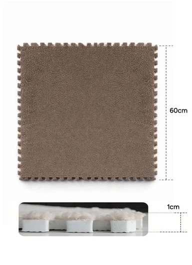 6 Pcs Eva Foam Sound Insulation Floor Rug Living Room Dining Room Sleeping Room Toilet (L60 x W60 x H0.6)cm - Dark Brown