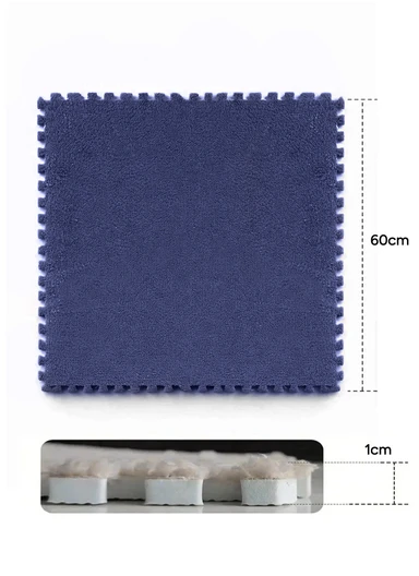 6 Pcs Eva Foam Sound Insulation Floor Rug Living Room Dining Room Sleeping Room Toilet (L60 x W60 x H0.6)cm - Navy