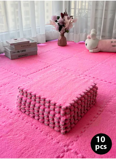 10Pcs Eva Foam Sound Insulation Floor Rug Living Room, Dining Room ,Sleeping Room, Toilet (L30 x W30 x T1)cm - Fuschia