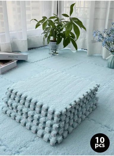 10Pcs Eva Foam Sound Insulation Floor Rug Living Room, Dining Room ,Sleeping Room, Toilet (L30 x W30 x T1)cm - Light Blue