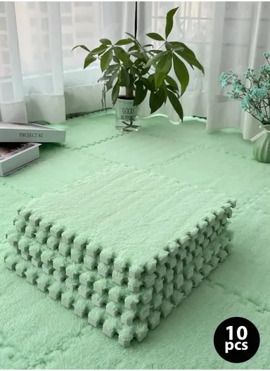10Pcs Eva Foam Sound Insulation Floor Rug Living Room, Dining Room ,Sleeping Room, Toilet (L30 x W30 x T1)cm - Green