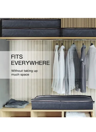 Foldable Under Bed Storage Bags With Handles, Zipper &amp; Transparent Window – Black