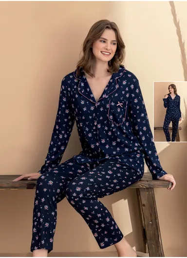 Soft Knit Button-Up Women’s Pajama Set 7121-1