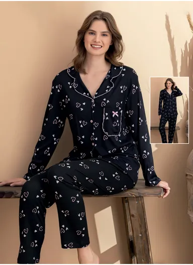 Soft Knit Button-Up Women’s Pajama Set 7121-2