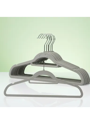 5 Pieces Velvet Clothes Hangers Set 45 x 0.4 x 23.5 cm - Grey